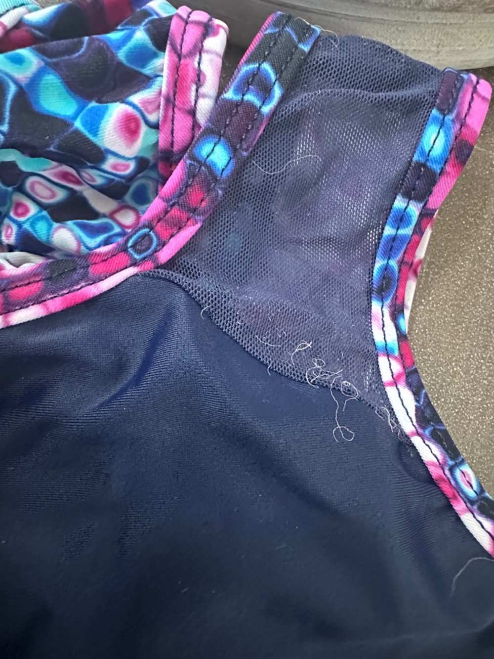 Navy Girls' Leotard Pink Trim by Destira - Picture 3 of 3